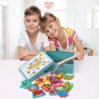 ราคา เกมตกปลามอนเตสซอรี่ WETTO ของเล่นตกปลาแม่เหล็กไม้ปลาการ์ตูน การออกแบบแม่เหล็กตลก หลากสี ของเล่นแบบโต้ตอบปลาจับเกมเสริมทักษะ (53750813799)