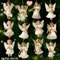ราคา WETTO 12 ชิ้น Victoria Angel ชุดเครื่องประดับ ไม้หน้าต่างแสดงจี้ต้นคริสต์มาส การออกแบบแบบดั้งเดิม DIY Handcrafted ตกแต่งคริสต์มาส (45901192608)