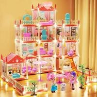 ราคา WETTO Villa Princess Castle ของขวัญวันเกิดประกอบ Dream DollHouse Castle อาคารวิลล่าใหญ่ประกอบของเล่นบ้านพร้อมไฟ LED Diy มินิของเล่น (54050813727)
