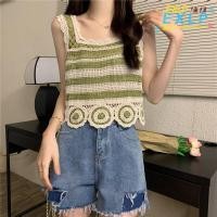 ราคา EXLP เสื้อแขนกุด เสื้อครอปถักย้อนยุค รูปแบบเย็บปักถักร้อยโครเชต์เสื้อชั้นในสตรีหรูหราโบฮีเมีย (43124384997)