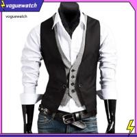 ราคา โวก กระดุมแถวเดียวคอวีสูทเสื้อกั๊กฝีมือที่ยอดเยี่ยมปลอมสองชิ้นผู้ชายธุรกิจเสื้อกั๊ก ชุดทํางาน (29243563266)