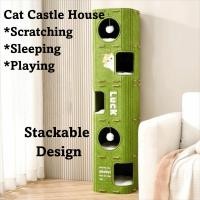 ราคา MERRYIN บ้านปราสาทแมว All in one with Holes Cat House สไตล์ญี่ปุ่นทนทานทรงกระบอกสีเขียวคอนโดแมว Pet House (56251207821)