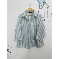 ราคา เสื้อเชิ้ต แขนสามส่วน ลายทาง ผ้าคอทผสม ขนาด56 26 อ155 ดูภาพให้ชัดเจน ตำหนิตามภาพ (42704103035)