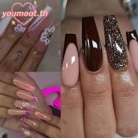 ราคา YOUMOOT เล็บปลอม ไวน์แดงGlitterเล็บปลอมฝรั่งเศส ที่ถอดออกได้ยาวBerinaคริสตัลผีเสื้อเล็บเคล็ดลับผู้หญิงสาว (52800902006)