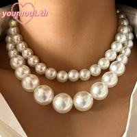 ราคา สร้อยคอมุกเทียม แบบโชคเกอร์หลายชั้น ดีไซน์หรูหราพร้อมมุกใหญ่สองแถว (49401023976)