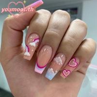 ราคา YOUMOOT 24 ชิ้นเล็บปลอมคลุมทั้งหมดกดบนเล็บการ์ตูนเล็บเคล็ดลับเล็บเท้า Ballerina (48600926989)