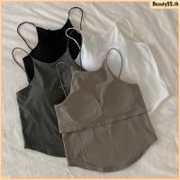 ราคา เสื้อกล้ามแขนกุดสีพื้นสำหรับฤดูร้อนพร้อมแผ่นเสริมหน้าอก เสื้อกล้ามสำหรับเด็กผู้หญิง เสื้อกล้ามแบบสวมทับเซ็กซี่ เสื้อกล้ามแบบเปิดหลัง สวมใส่สบายและระบายอากาศได้ดี เสื้อผู้หญิง BeautySS th (58100882977)