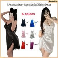 ราคา ซื้อหนึ่งแถมหนึ่ง ชุดนอนผ้าซาตินเนื้อนุ่มลื่นเงาสำหรับผู้หญิง ชุดนอนคอวี ชุดนอนไซส์ใหญ่ BeautySS th (58000882989)