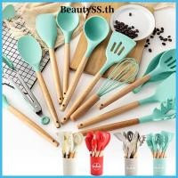 ราคา BeautySS ชุดอุปกรณ์ทำอาหารในครัว 12 ชิ้น ด้ามไม้ซิลิโคน ช้อนซิลิโคน ไม่ติดกระทะ ทนความร้อนสูง ตะกร้อตีไข่ ตะหลิว อุปกรณ์ทำอาหารในครัว (43459899423)