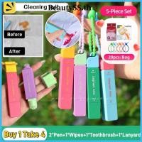 ราคา BeautySS ซื้อ 1 แถม 4 ปากกาขจัดคราบ ผ้าเช็ดทำความสะอาดฉุกเฉิน แปรงสีฟันพับได้ ชุดเดินทาง น้ำยาขจัดคราบไขมันแบบพกพาสำหรับเสื้อผ้า สลายคราบสกปรกบนผ้าได้อย่างรวดเร็ว (41207644202)