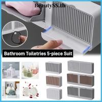 ราคา BeautySS ที่วางสบู่ 2 ช่อง สบู่เหลวสำหรับอาบน้ำ ขวดปั๊มโลชั่น ตะกร้าเก็บของ ชุด 5 ชิ้น กล่องใส่สบู่แบบระบายน้ำโดยไม่ต้องเจาะรู (43457169876)