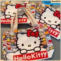 ราคา BeautySS กระเป๋าสะพายไหล่ลายการ์ตูน Hello Kitty น่ารัก พิมพ์ลายตัวการ์ตูน กระเป๋าผ้าแคนวาส กระเป๋าใส่กล่องข้าวกลางวันสุดเก๋สำหรับนักเรียน Bigplayer (41866801390)