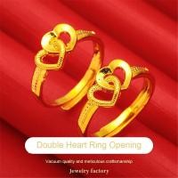 ราคา แหวนหัวใจคู่ลายทรายทอง สำหรับผู้หญิง ชุบทอง (41225141922)