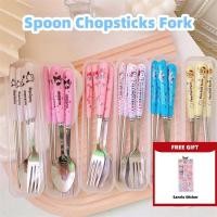 ราคา SANRIO GiftSanrio Kuromi ชุดสแตนเลสแบบพกพาตะเกียบเกรดอาหารช้อนส้อมสําหรับนักเรียน (40615146547)