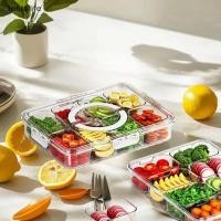 ราคา ซ้าย แบ่งแผ่นพร้อมฝาปิดกล่องเก็บอาหารกล่องขนม 8 ตารางกล่องขนมกล่องเก็บผลไม้สําหรับตู้เย็นขนมขบเคี้ยวผักผลไม้อาหาร พระสา (46301225774)