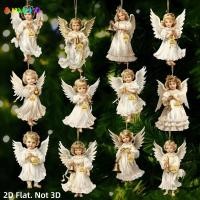 ราคา AMORA ชุดเครื่องประดับ Victoria Angel หน้าต่างแสดง Handcrafted จี้ต้นคริสต์มาส 2D แบนไม้แบบดั้งเดิมออกแบบตกแต่งคริสต์มาส (52300027323)