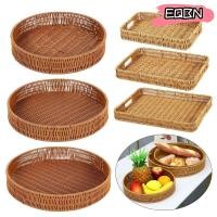 ราคา EQBN 1 ชิ้นถาดเก็บ เลียนแบบหวายหวายรอบรูปสี่เหลี่ยมผืนผ้าตะกร้าหวายทอมือ ผลไม้ผักเค้กจานหวายพลาสติกด้ายตะกร้า (42354331651)