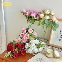 ราคา ช่อดอกกุหลาบประดิษฐ์ 10 หัวจากผ้าไหม พร้อม Bundle สำหรับ Prop การถ่ายภาพหรือของตกแต่ง (57900135356)