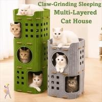 ราคา YGBG บ้านแมว ทรงกระบอกมีรู บ้านปราสาทแมว สไตล์ญี่ปุ่น 2 ชั้น 3 ชั้น ทั้งหมด ใน หนึ่ง ที่นอนแมวสีเขียว บ้านสัตว์เลี้ยง (56250659545)