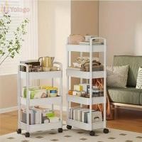ราคา YOLOGO Storage Rack Wiht Wheels Space Efficient Double Layers Handcart Portable Multi Layers Stationery Organizer Mobile Storage Rack Kitchen (54700139100)