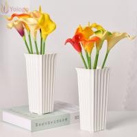 ราคา โยโลโก แจกันตกแต่งนอร์ดิกแจกันดอกไม้พลาสติกสีดําสีขาวเรียบง่ายลายเส้นแนวตั้งออกแบบกระถางต้นไม้การจัดดอกไม้ (47550648444)