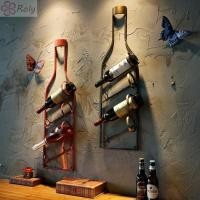 ราคา โรลี่ ที่วางแก้วไวน์แขวนผนัง ตกแต่งเหล็กขนาดใหญ่ชั้นวางไวน์ย้อนยุค ทนทานติดผนังแสดงขวดไวน์จัดเก็บออแกไนเซอร์บ้านร้านอาห (47050684629)