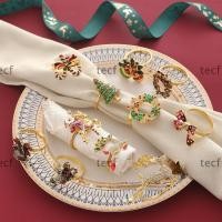 ราคา TECF 2 ชิ้นแหวนผ้าเช็ดปาก Xmas Tree Elk Garland ที่ใส่ผ้าเช็ดปาก ตกแต่งคริสต์มาสสีทองโลหะหัวเข็มขัดผ้าเช็ดปาก Family Gathering (40575794815)