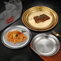 ราคา เทฟฟ์ 1ชิ้นถาดอาหาร อุปกรณ์ครัวจานรับประทานอาหารจานสแตนเลส รอบตื้น14 17 20 23 26เซนติเมตรผลไม้เค้กขนมสเต็กบนโต๊ะอาหารจาน (55250557256)