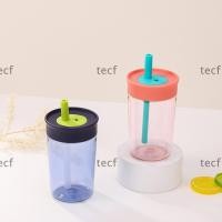 ราคา TECF ถ้วยกาแฟพร้อมฝาปิดและขวดน้ําพลาสติกฟาง Drinkware Kawaii 450ML BPA ฟรีแก้วกาแฟกาแฟ (44650089614)