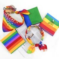 ราคา OAKDENEMYWAY อุปกรณ์แต่งกาย Rainbow Pride ผ้าพันคอพ็อกเก็ตสแควร์ ที่คาดผม และสายรัดข้อมือสีสันสดใส (57950186509)