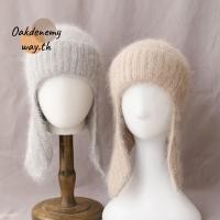 ราคา OAKDENEMYWAY หมวกขนหู flap แบบถักจากขนกระต่าย ทนลม อุ่นและนุ่มสบาย (55850595496)