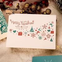 ราคา OAKDENEMYWAY 20 ชิ้นการ์ดอวยพรขนาดเล็ก โปสการ์ด 6 สี Merry Christmas พับการ์ด DIY คริสต์มาสกระดาษ Xmas การ์ดอวยพรของขวัญการ์ด (56351109711)