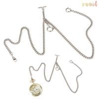 ราคา ROWL Vintage Pocket Watch Chain 44 ซม Silver Pocket Watch Chain Retro T Bar Clasps Classic Antique Present จี้ (51900664565)