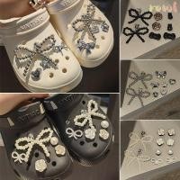 ราคา ROWL 10 ชิ้น รองเท้าชายหาด DIY ตกแต่ง พร้อมเพิร์ล Bowknot และดอกไม้คลิป หัวเข็มขัด สำหรับรองเท้า perforated (51700238142)
