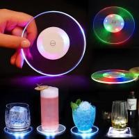 ราคา 1 ชิ้นอะคริลิค Ultra Thin โปร่งใส LED Luminous Coaster KTV Bar ค็อกเทลแฟลช Mat โต๊ะเครื่องดื่มรอบสแควร์ Luminous ถ้วย (8667814815)