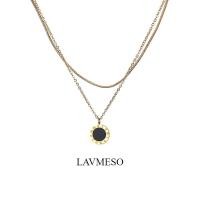 ราคา ตัวเลขโรมันโซ่สองชั้นออกแบบสร้อยคอเหล็กไทเทเนียมหญิงสีดํานิลแสงหรูหราสร้อยคอโซ่กระดูกไหปลาร้า ของขวัญ (27405484204)