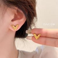 ราคา DREJEW ทอง ไทเทเนียม เหล็ก รูปตัว V ต่างหู สร้อยคอ ชุดแฟชั่น ที่เรียบง่าย อเนกประสงค์ ต่างหูสตั๊ด บุคลิกภาพ ต่างหู (22369095964)