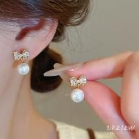 ราคา เดรช ทองแท้ชุบด้วยไฟฟ้าเข็มเงินเพทายโบว์ต่างหูมุกระดับไฮเอนด์ต่างหูอเนกประสงค์ (26816587499)