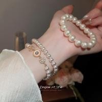 ราคา DREW 18k ทองแท้เคลือบด้วยไฟฟ้า zircon สร้อยข้อมือมุกภาษาฝรั่งเศสคํา niche แฟชั่นอเนกประสงค์สร้อยข้อมือหรูหรา high end เครื่องประดับมือ (43301397870)