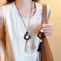 ราคา เดรช เชือกฝ้ายไม้เรซิ่นกะลามะพร้าวสร้อยคอจี้ดอกไม้สร้อยคอสไตล์ชาติพันธุ์วินเทจ (43165175319)