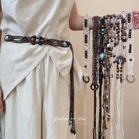 ราคา เดรสเชือกขี้ผึ้ง ประดับลูกปัดไม้ดาวและกะลามะพร้าว สายคาดเอวแบบชาติพันธุ์ย้อนยุค (42260460090)