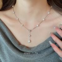 ราคา สร้อยคอมุกแบบจี้หยดน้ำดอกไม้ สไตล์หรูหรา สำหรับผู้หญิง ให้ความรู้สึกไฮเอนด์ (29838882742)