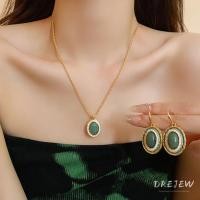 ราคา เดรช ชุดต่างหูสร้อยคอหยดน้ํามันรูปไข่เคลือบด้วยไฟฟ้าสีทองแท้ (29522076312)