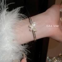 ราคา DREJEW ทองแท้เคลือบด้วยไฟฟ้าไมโครไฟเพทายผีเสื้อสร้อยข้อมือฝรั่งเศสที่สวยหรูปรับสร้อยข้อมือ (28464149762)