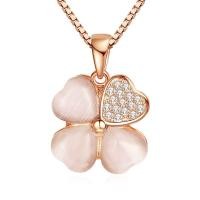 ราคา อิตาลี s18k เพชรสีชมพูโคลเวอร์สี่ใบสร้อยคอสำหรับผู้หญิงแฟชั่นจี้เครื่องประดับเกาหลี xl150 (10457963400)