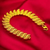 ราคา สร้อยข้อมือชุบทอง 24K ลายคลื่น แบบกลวง ก้านเข็มขัด สร้อยข้อมือสไตล์ไทย สวยงามสำหรับทุกวันและงานพิเศษ (49951164516)