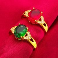 ราคา แหวนสุภาพสตรีชุบทอง 24K สีแดงตกแต่งด้วยมรกต เพอร์เฟคสำหรับโอกาสพิเศษและการสวมใส่วันธรรมดา (45800525175)