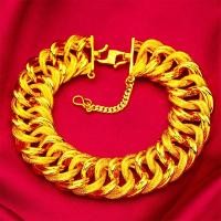 ราคา สร้อยข้อมือทองชุบ 24K สายโซ่แบบคิวบา ส่องประกายสวยงาม เหมาะสำหรับทั้งผู้ชายและผู้หญิง สวมใส่ได้ในทุกวัน (43626293650)