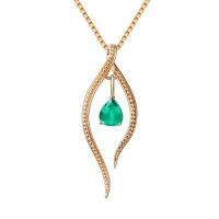 ราคา จี้รูปหยดน้ํามรกตสังเคราะห์ พร้อมสร้อยคอกลิตซ์ 18K Gold พลอยสีสันสดใส (42625277850)