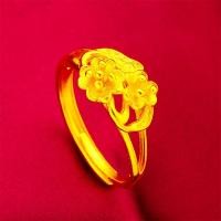 ราคา แหวน 24K Gold Plated ดอกไม้พ่นทรายแหวนสุภาพสตรี Elegant โรแมนติกทุกวัน All Match Gold เครื่องประดับแหวน (46600970461)